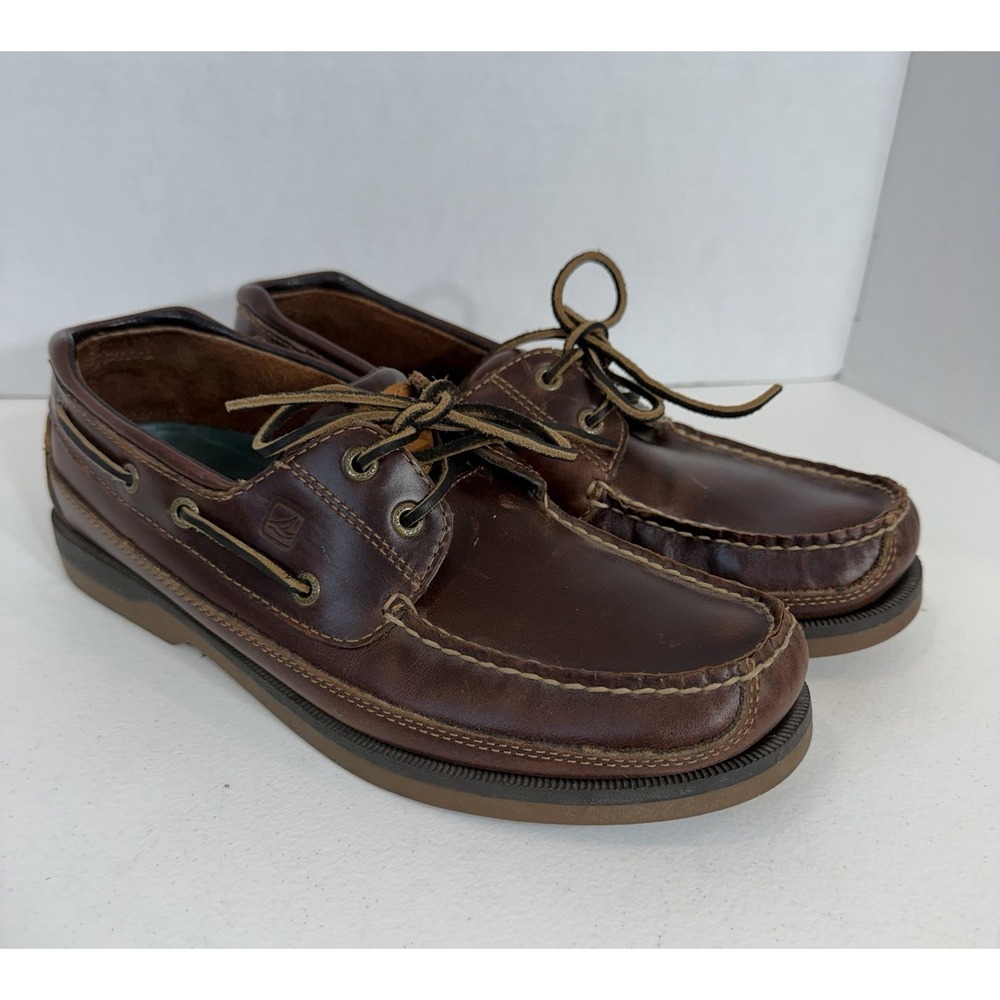 Sperry Mens Mako 2-Eye Canoe Moc Boat Shoes Amaretto Leather 0764027 Size 11
